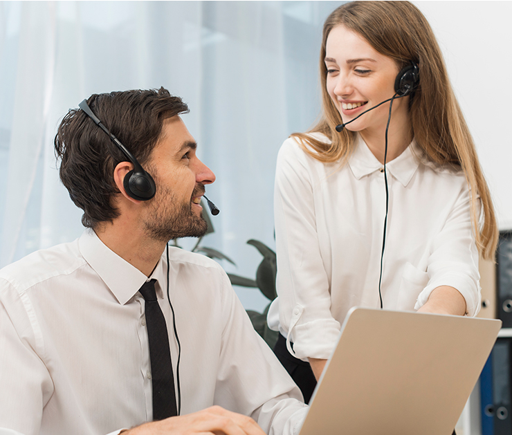 Customer support representative assisting a customer